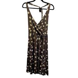 Boden Gray Floral Midi Dress Women’s Size 10 Halter Neck Sleeveless Preppy Cute